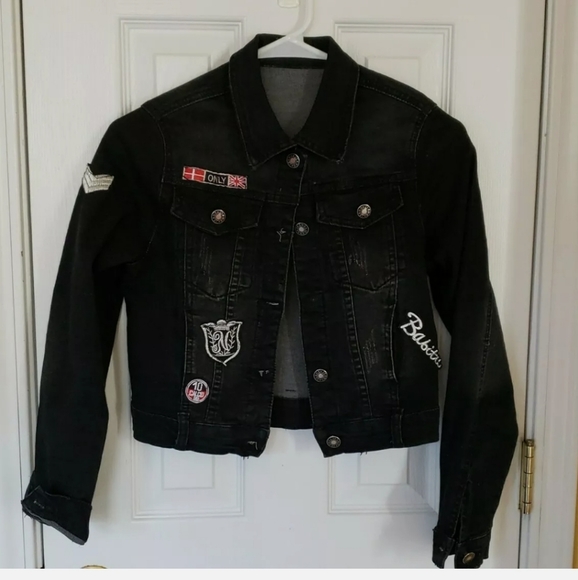 Women Black Jean Jacket SZ S, Fith Avenue - Picture 1 of 5